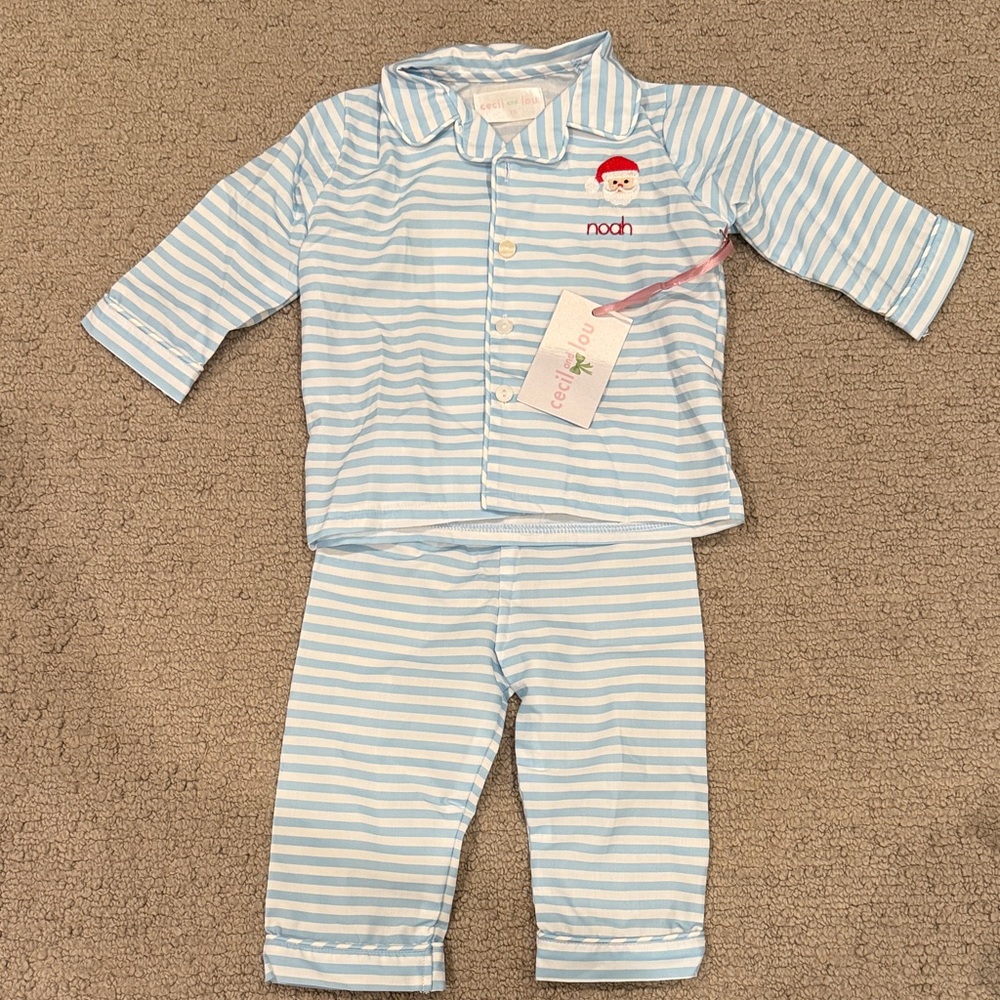 NWT Cecil and Lou monogrammed “Noah” Santa pajama set